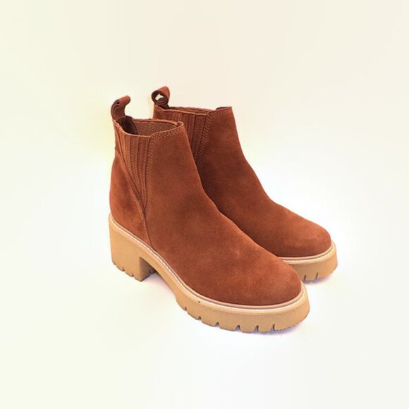 NIB! Steve Madden Brown/Cognac Suede Ankle Boots, Sz.6 - Picture 3 of 6